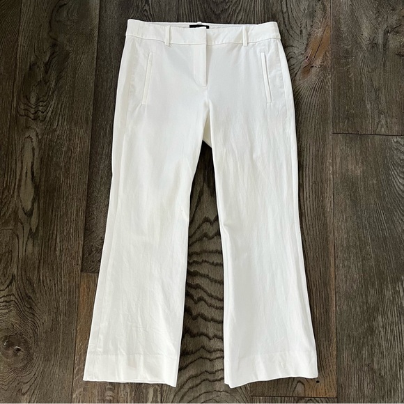 J CREW Teddie White Cotton/Viscose Mid Waist Straight Leg Cropped Pants Size 2 - Picture 3 of 9